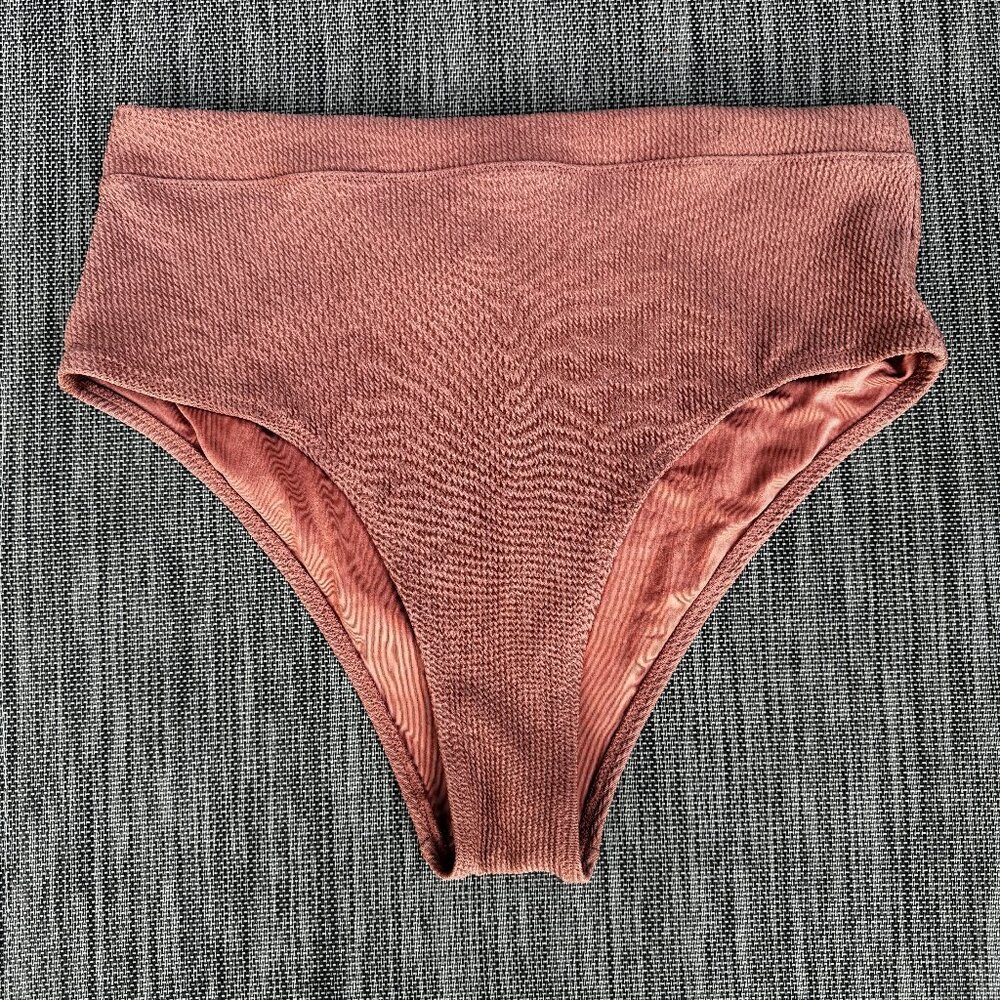 H&M Bikini Bottoms Womens Size 14 Brown High Waist Waffle Texture
